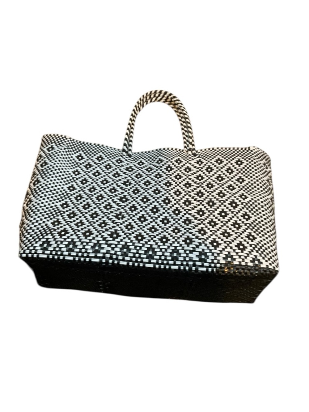 Source Unknown Black and White Geometric Woven Tote - Picture 7 of 9